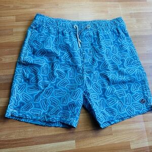 Johnnie-O boys swim trunks size 14 surfboard print blue